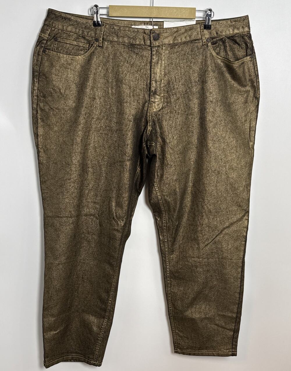 CATO Fashions Metallic Gold Plus Size Jeans 24W Hi-Rise Women’s Pants Jegging